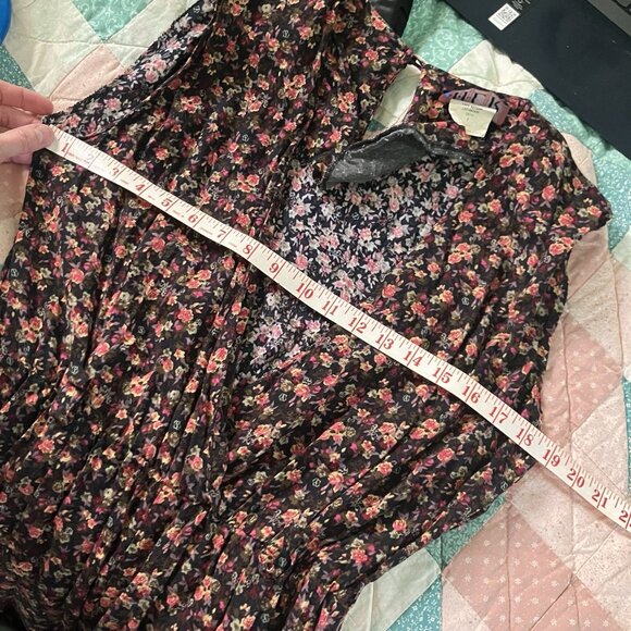 Vintage 90s Floral Jumpsuit Womens Her Rayon Black Pink Grunge Cottagecore - Picture 6 of 13